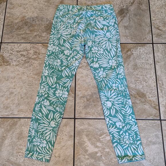 DVF x Current/Elliott Womens Sz 26-0 Jeans Painted Skinny Mint Floral High Waist - Picture 2 of 10